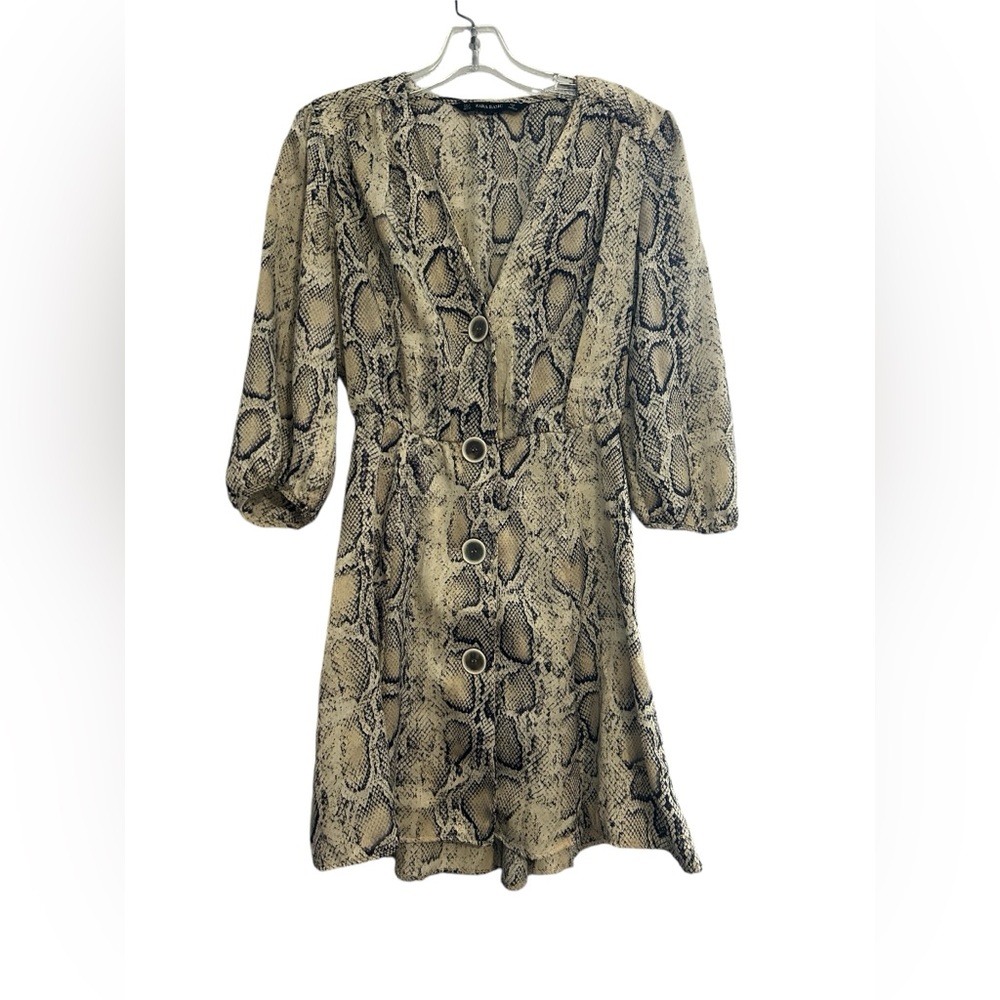 ZARA Snake Print Button Front Dress Size Small